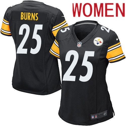 Women Pittsburgh Steelers 25 Artie Burns Nike Black Game NFL Jersey